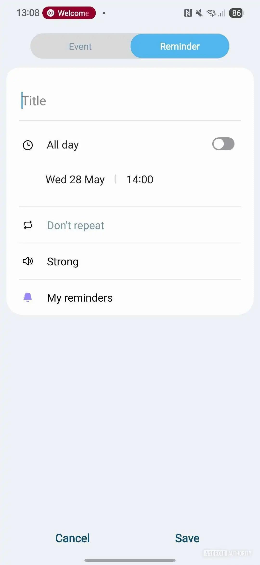 اپلیکیشن Samsung Reminder در رابط کاربری One UI 8