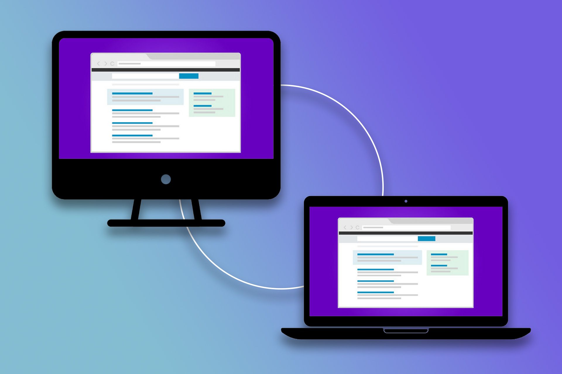 وکتور لپ تاپ  و کامپیوتر در کنار هم