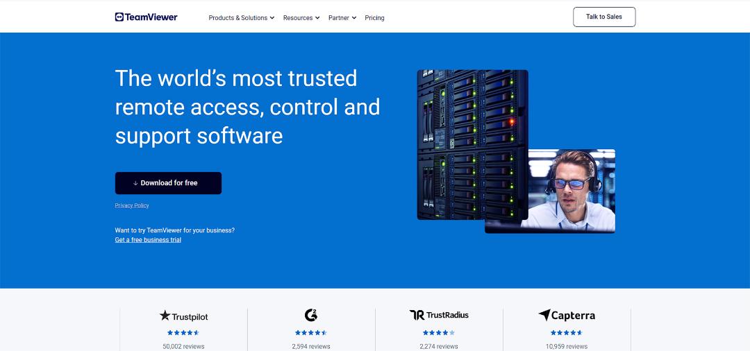سایت TeamViewer که اطلاعات و جزئیات نسخه های دانلود اپلیکیشن را نوشته است