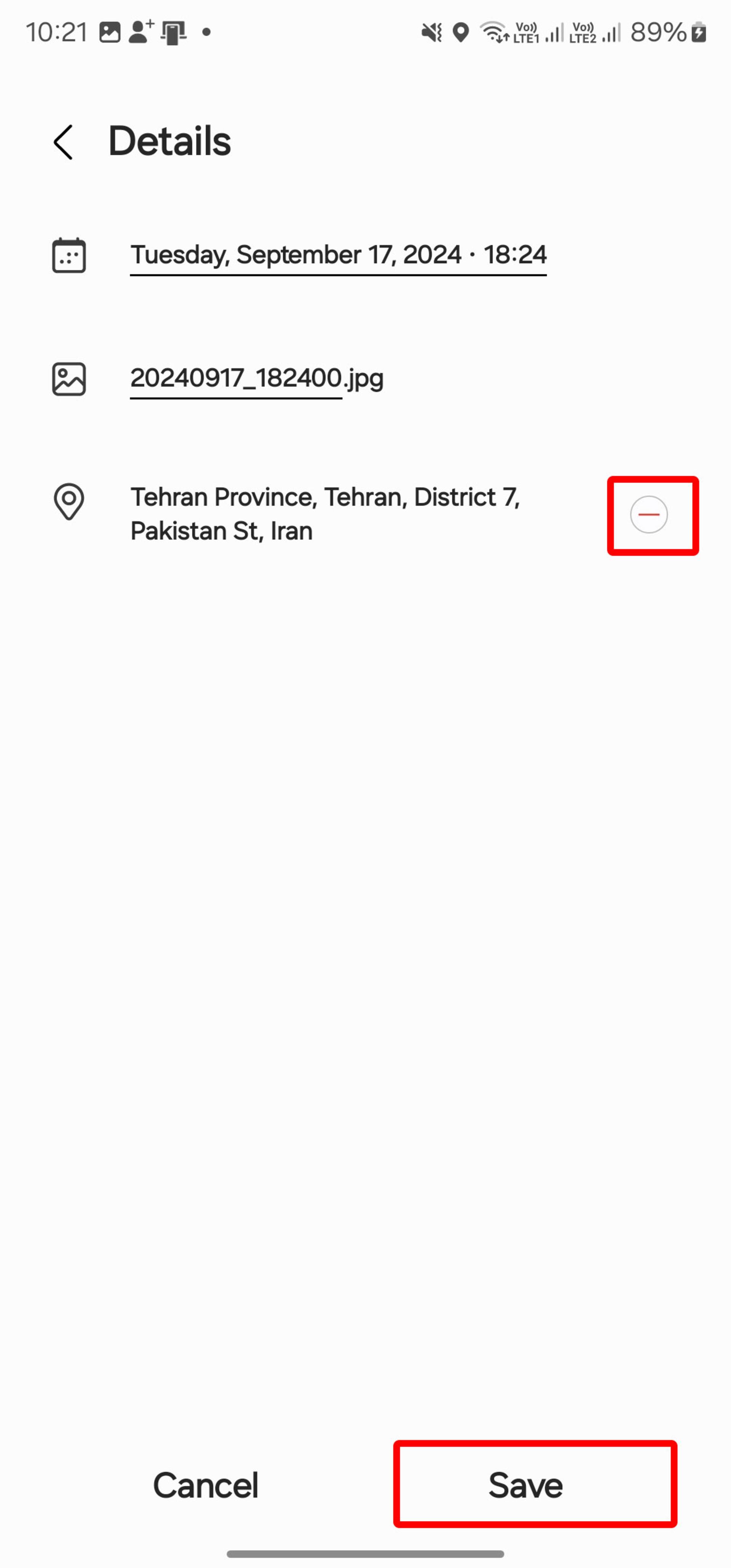 حذف لوکیشن از عکس