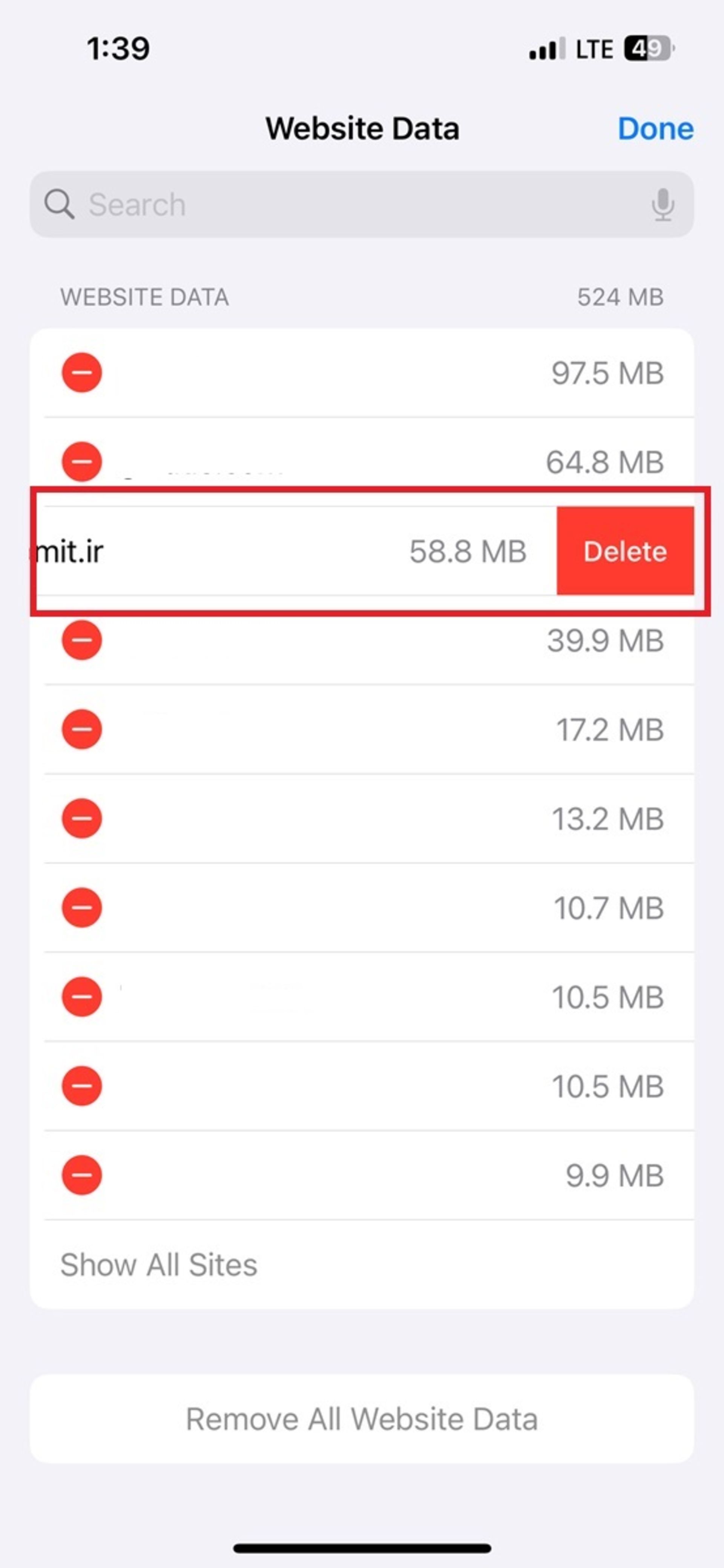 پاک کردن کش زومیت در مرورگر سافاری آیفون