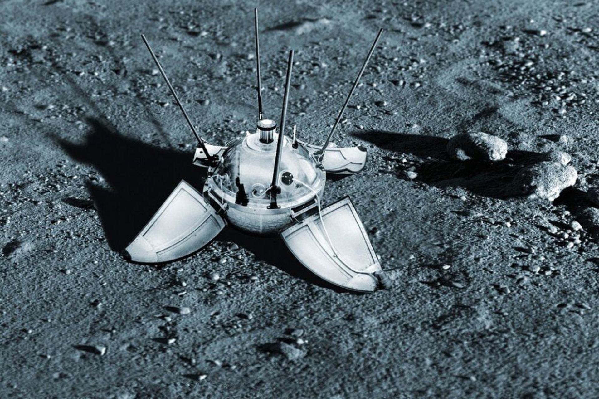 طرح هنری فرودگر لونا ۹ شوروی بر روی سطح ماه