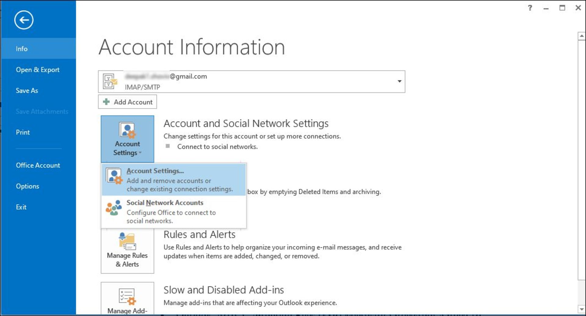 تعمیر حساب Outlook