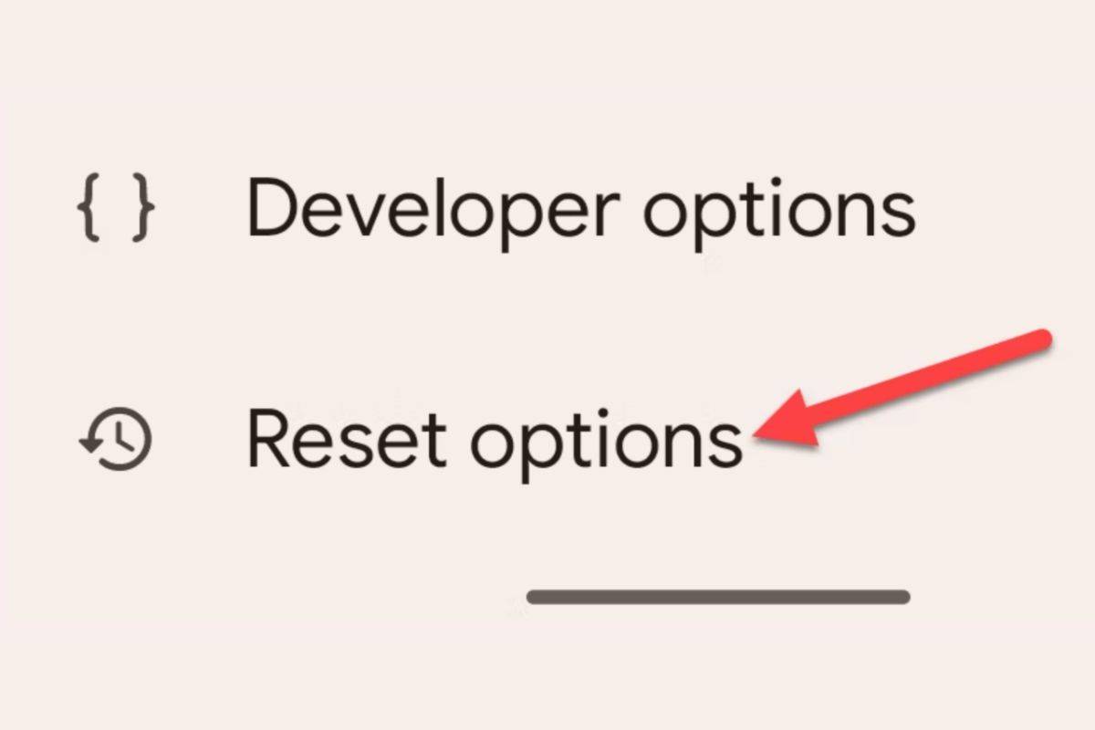 reset options setting on android