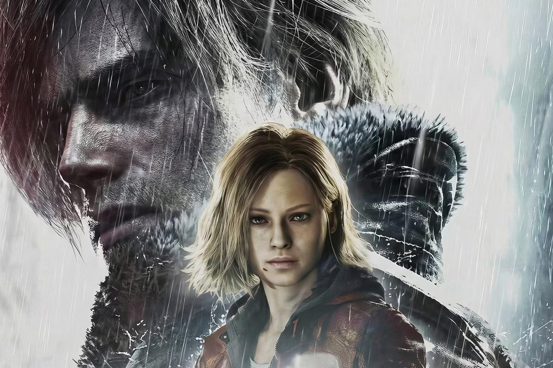 یک دختر جوان و چهره‌ی یک مرد با موهای بلند