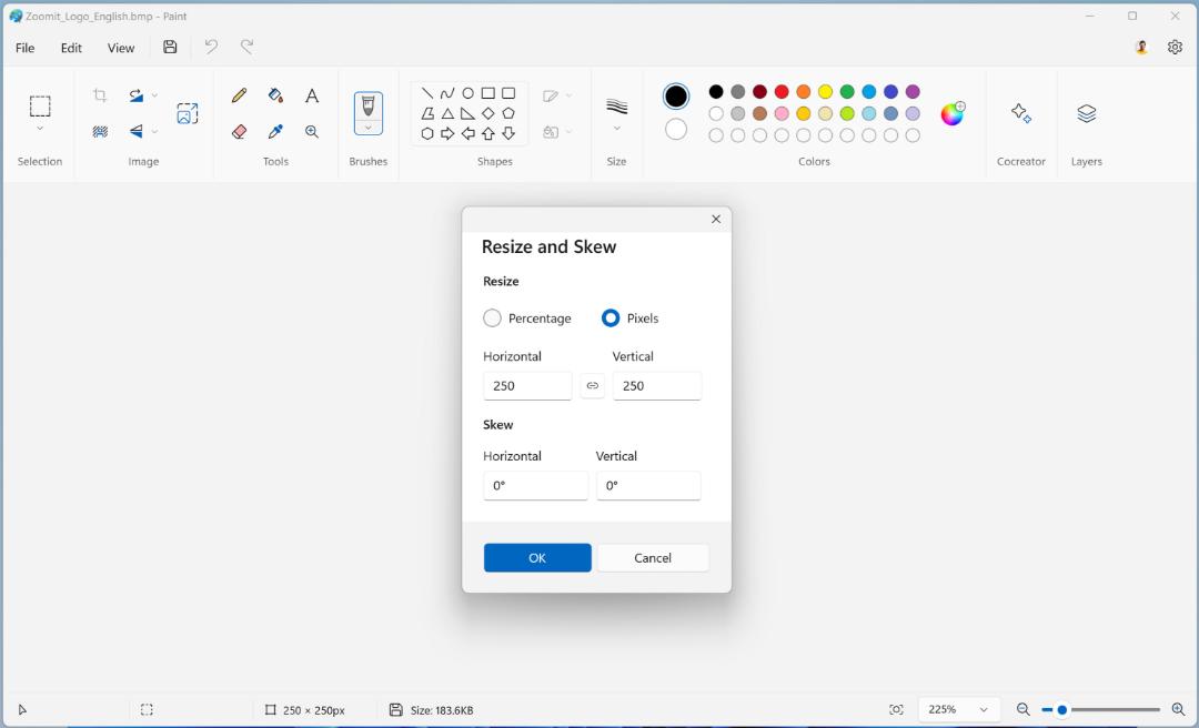 تغییر اندازه عکس در paint