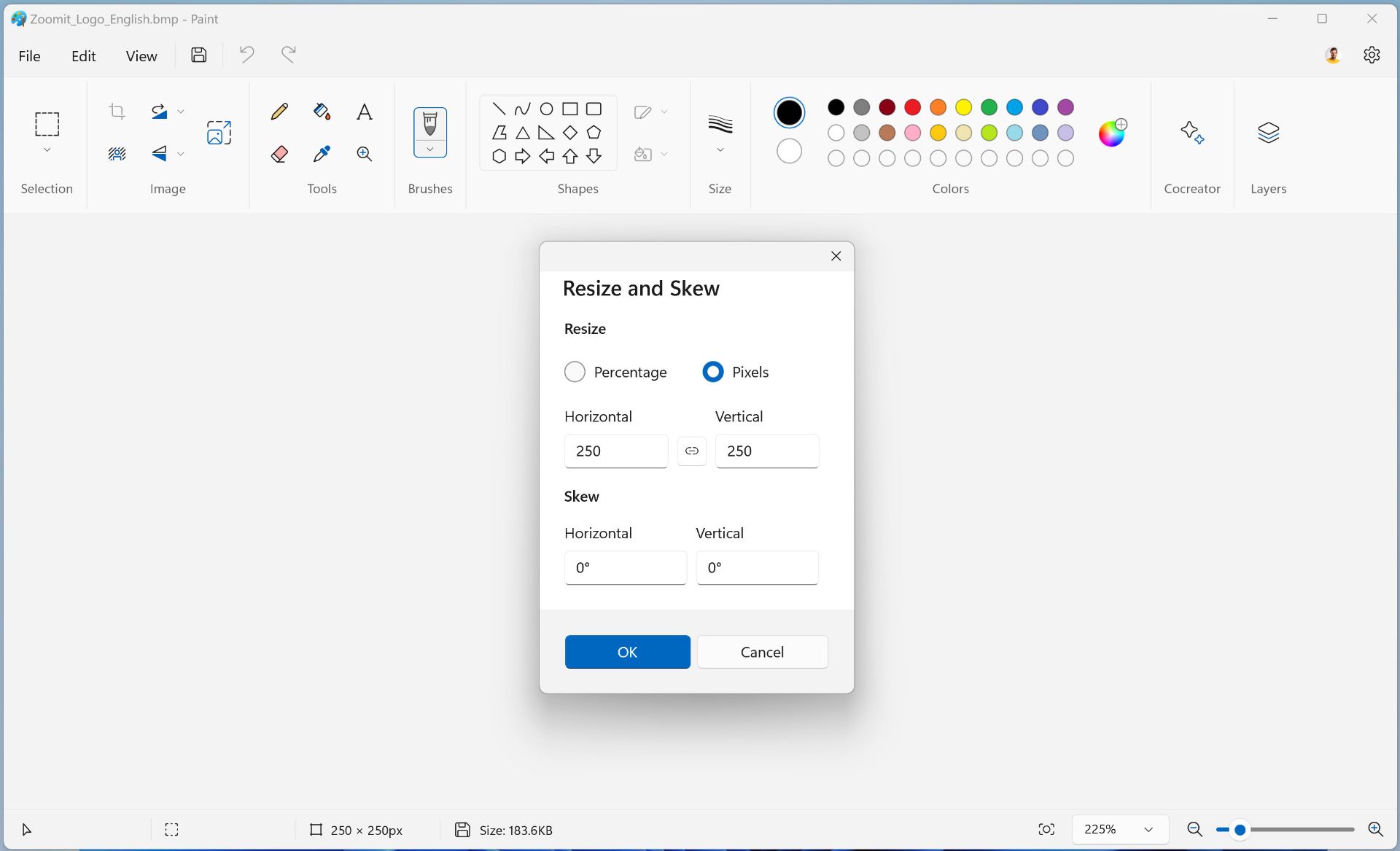 تغییر اندازه عکس در paint