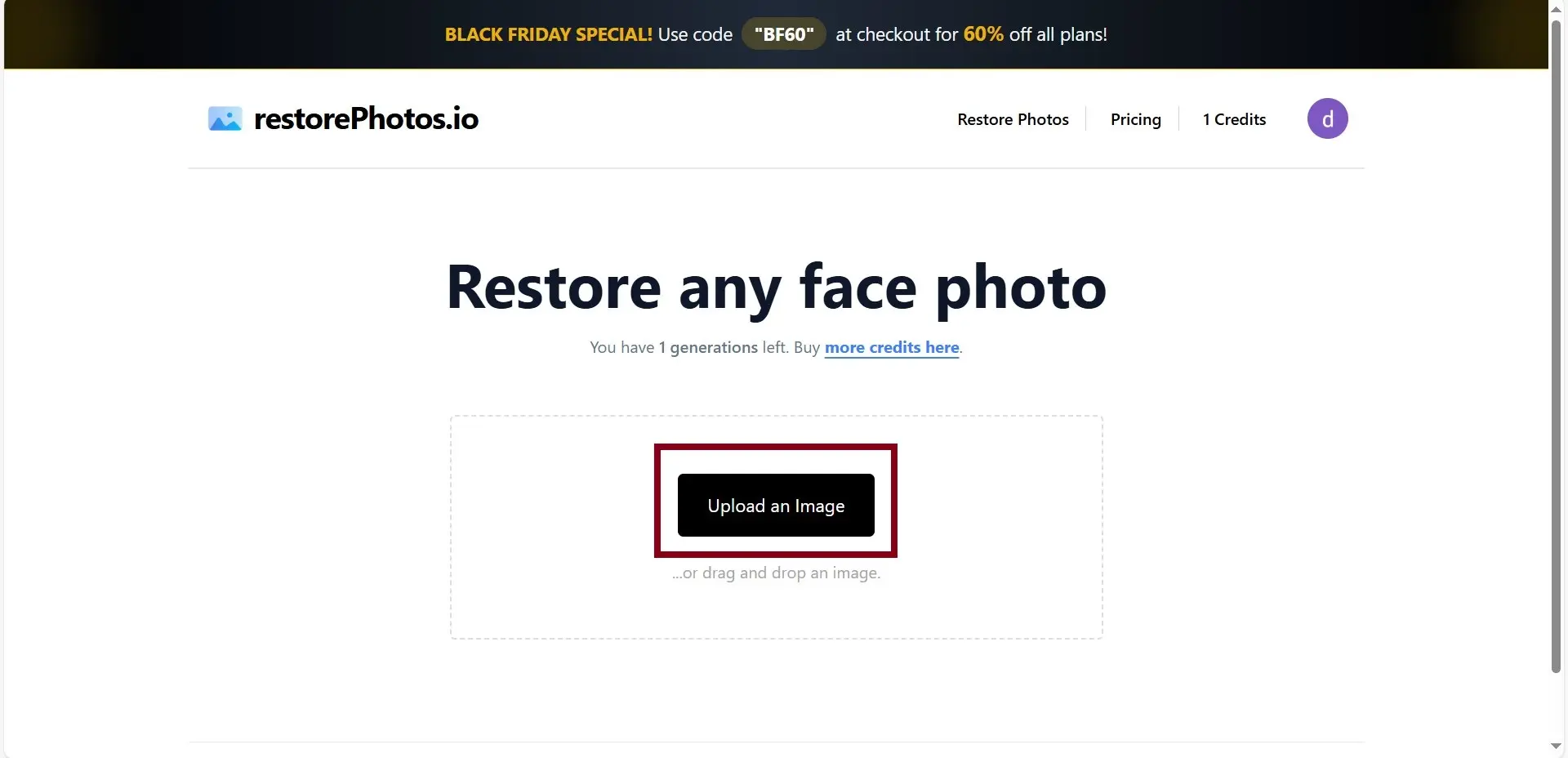 آپلود تصویر در restorephotos.io