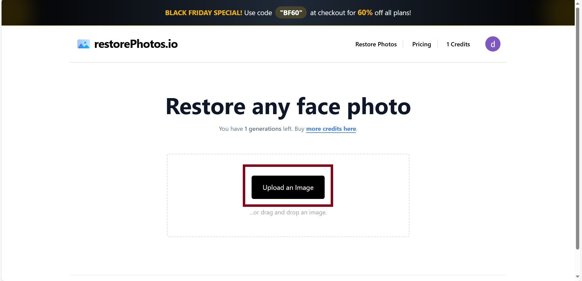 آپلود تصویر در restorephotos.io