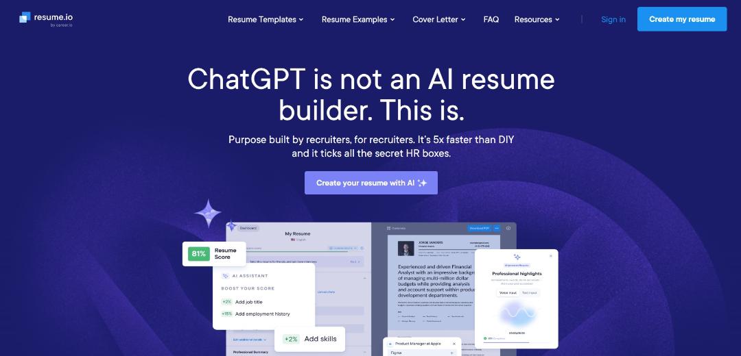 وب‌سایت Resume.io 