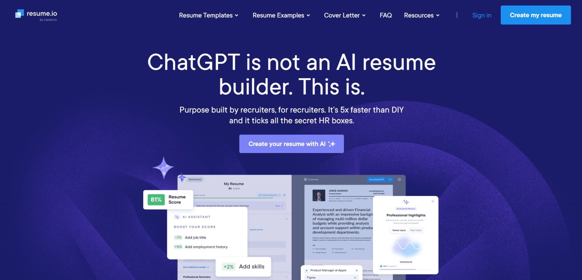 وب‌سایت Resume.io 