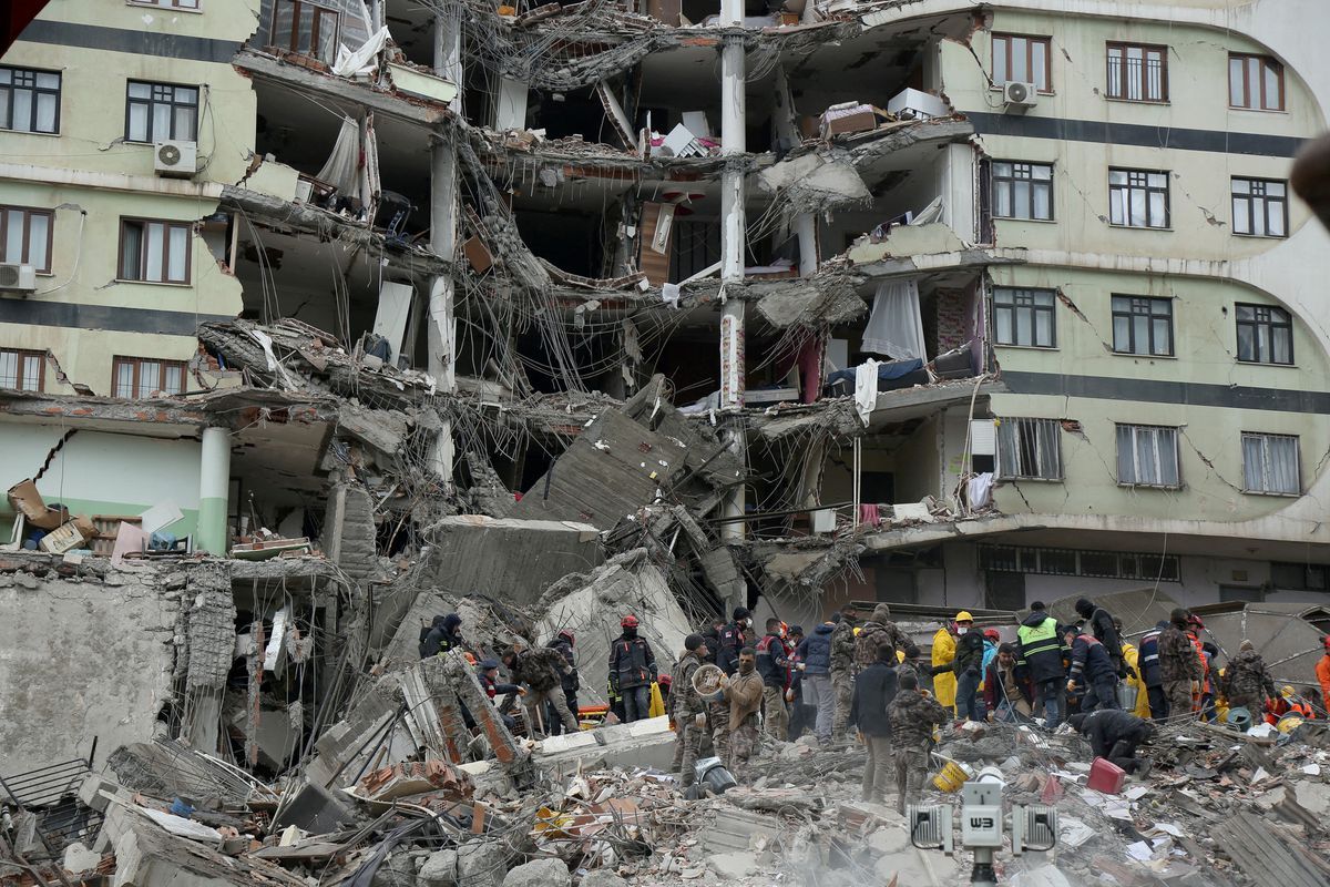 Earthquake debris in Diyarbakir, Turkey