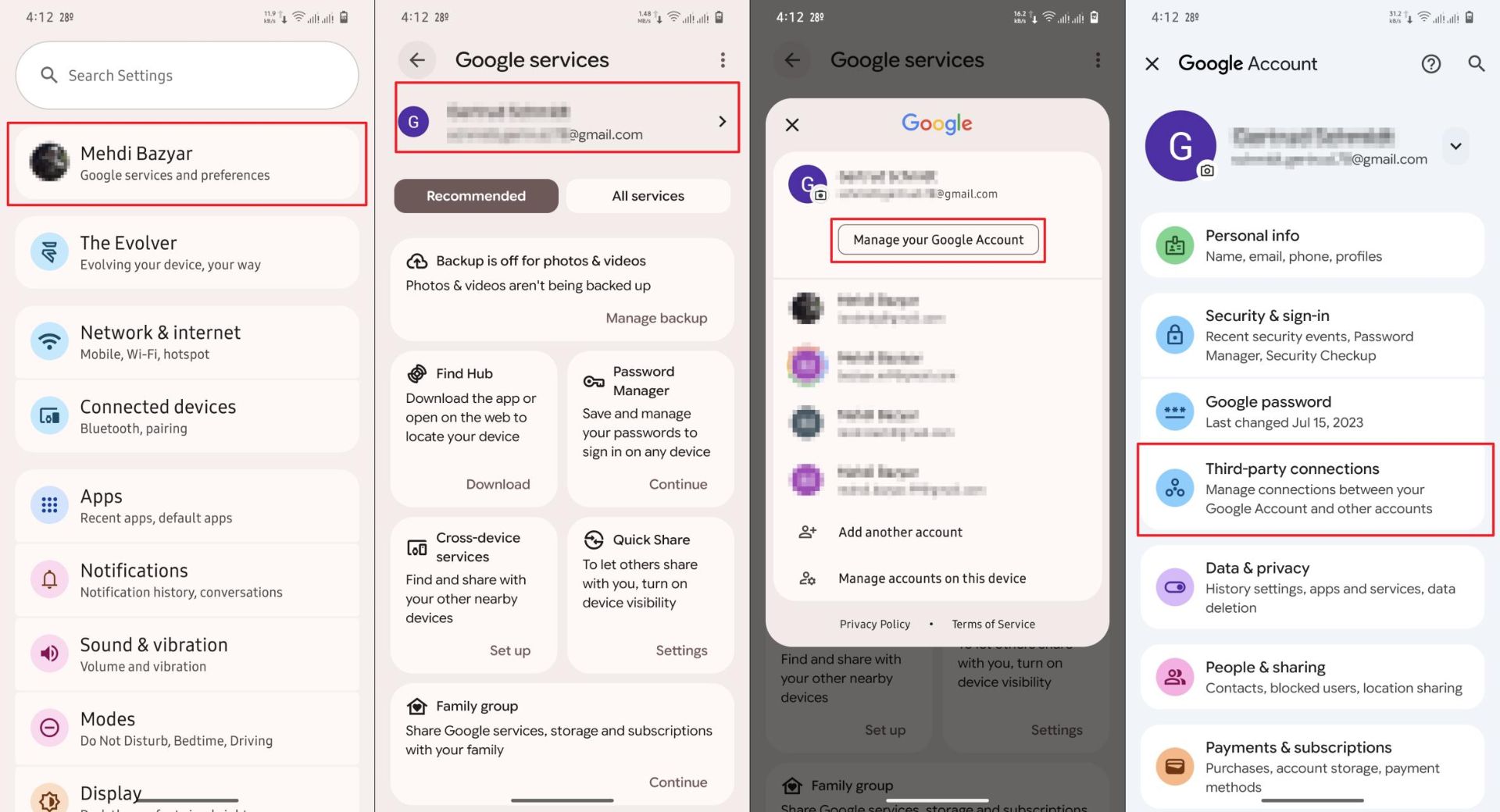 مراحل غیرفعال کردن دسترسی برنامه‌های شخص ثالث به حساب گوگل در اندروید - ۰۱