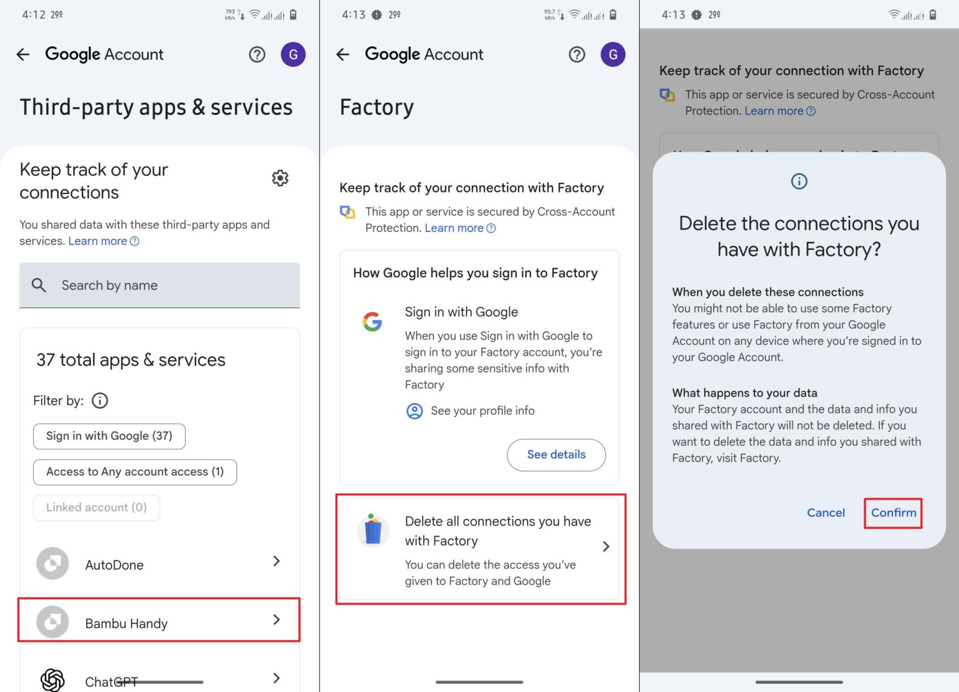 مراحل غیرفعال کردن دسترسی برنامه‌های شخص ثالث به حساب گوگل در اندروید - ۰۲