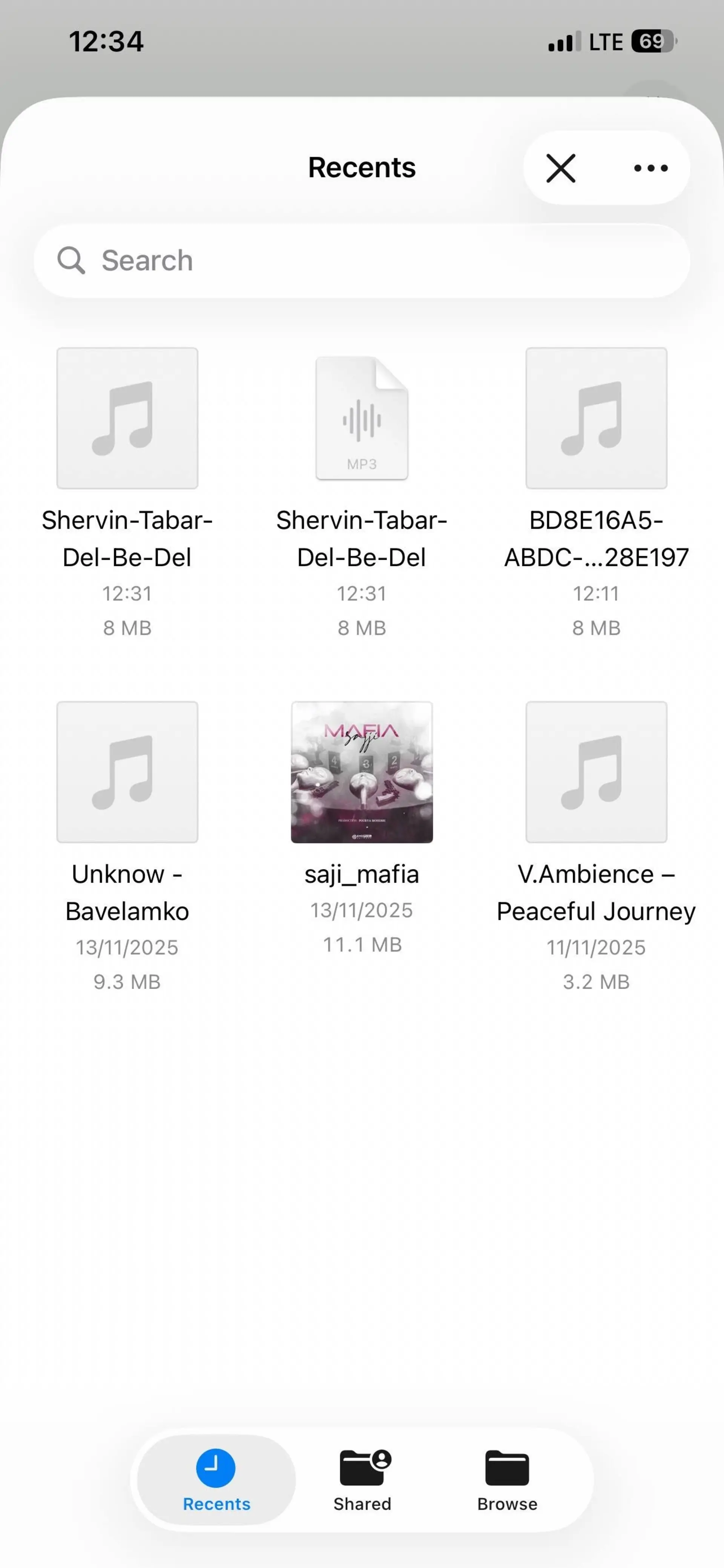 فهرست اهنگ ها در اپ files آیفون