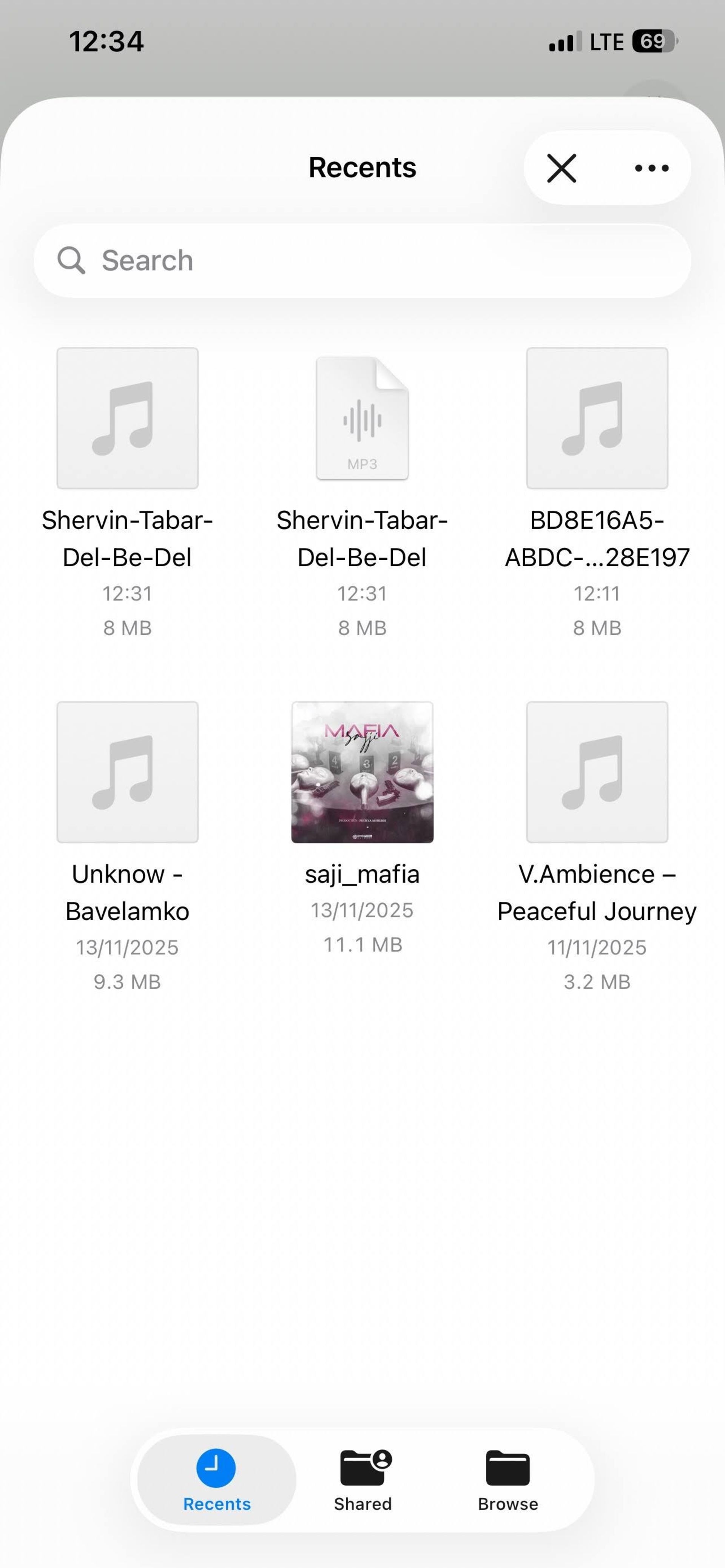 فهرست اهنگ ها در اپ files آیفون