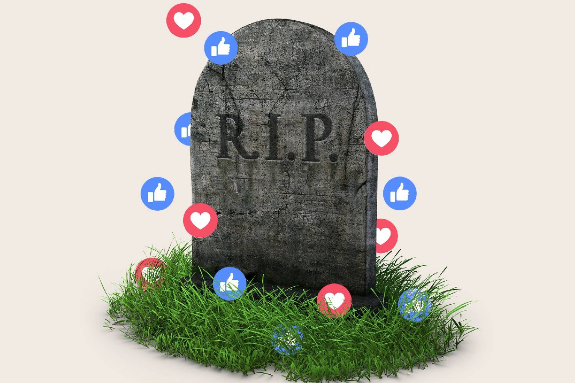 سنگ قبر با نمادهای شبکه های اجتماعی