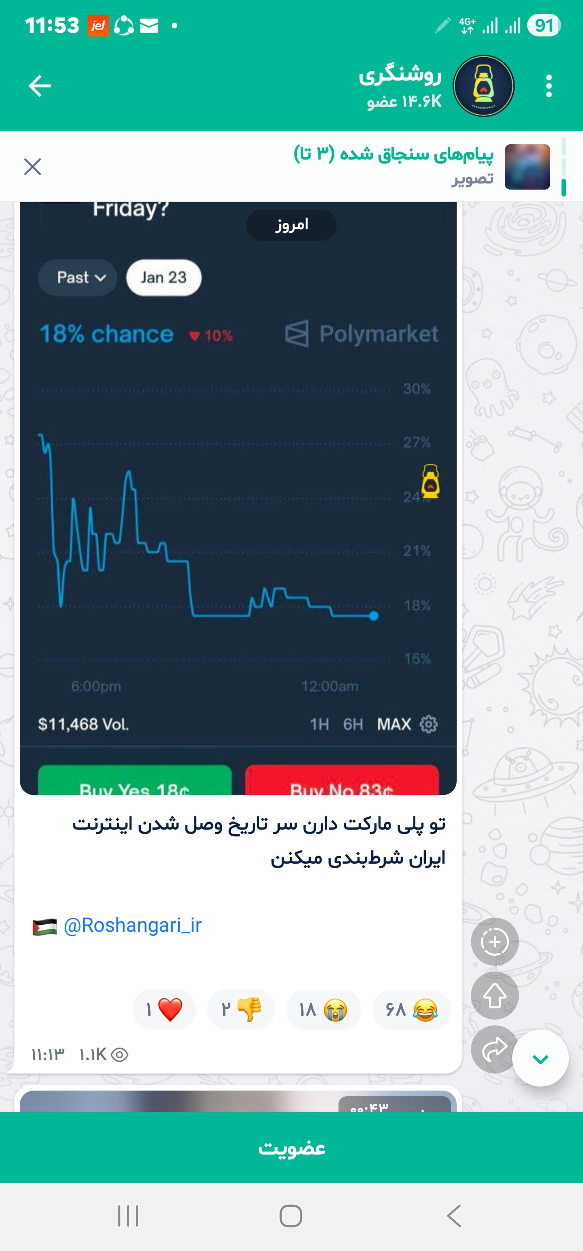 تصویر سایت‌های شرط‌بندی در پیام‌رسان بله