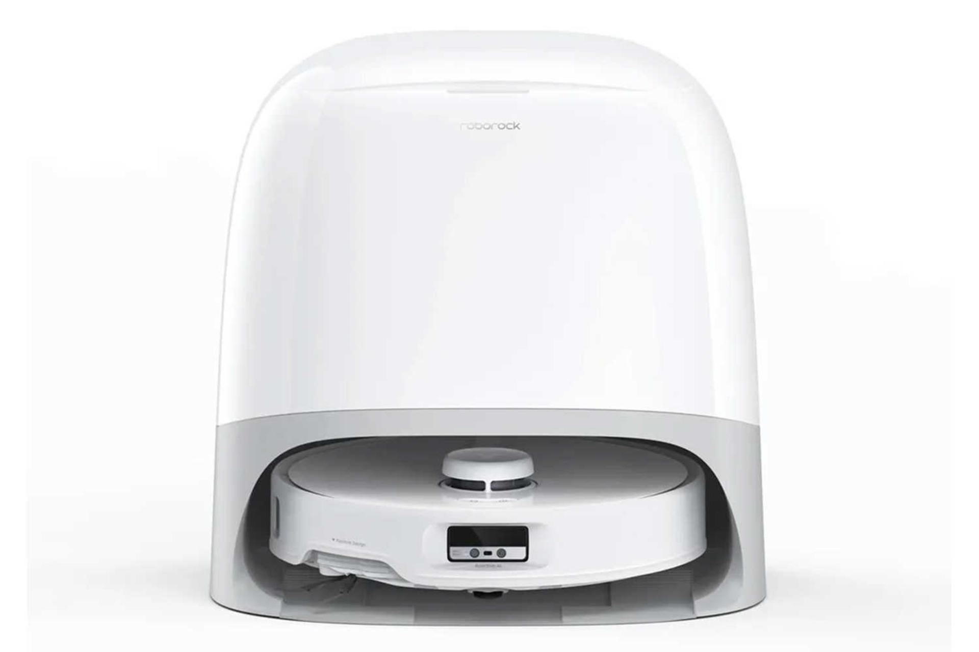 نمای جلوی جارو رباتیک روبوراک QRevo Curv به همراه مخزن تخلیه خودکار