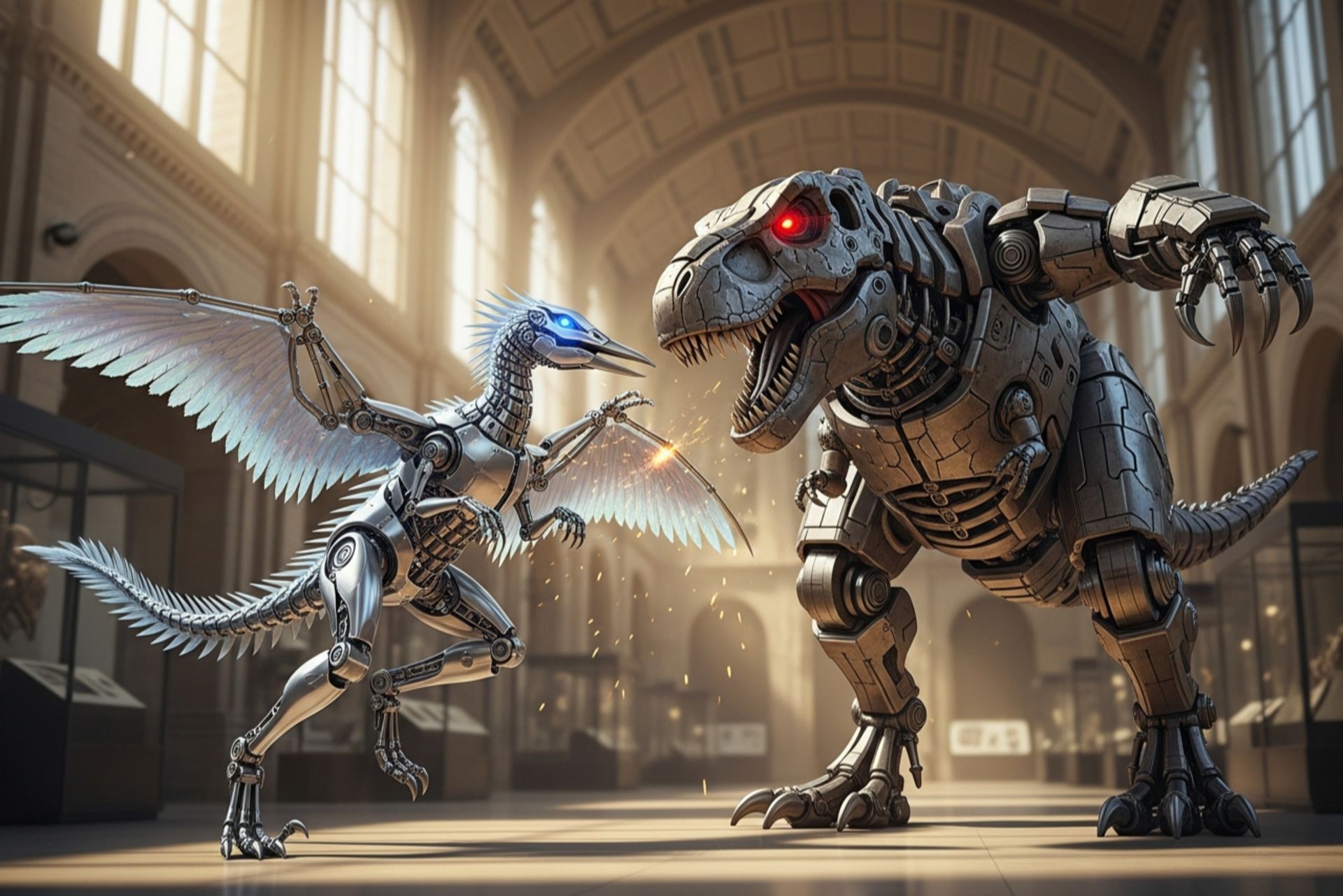 ربات دایناسور پردار سینوسوروپتریکس در موزه