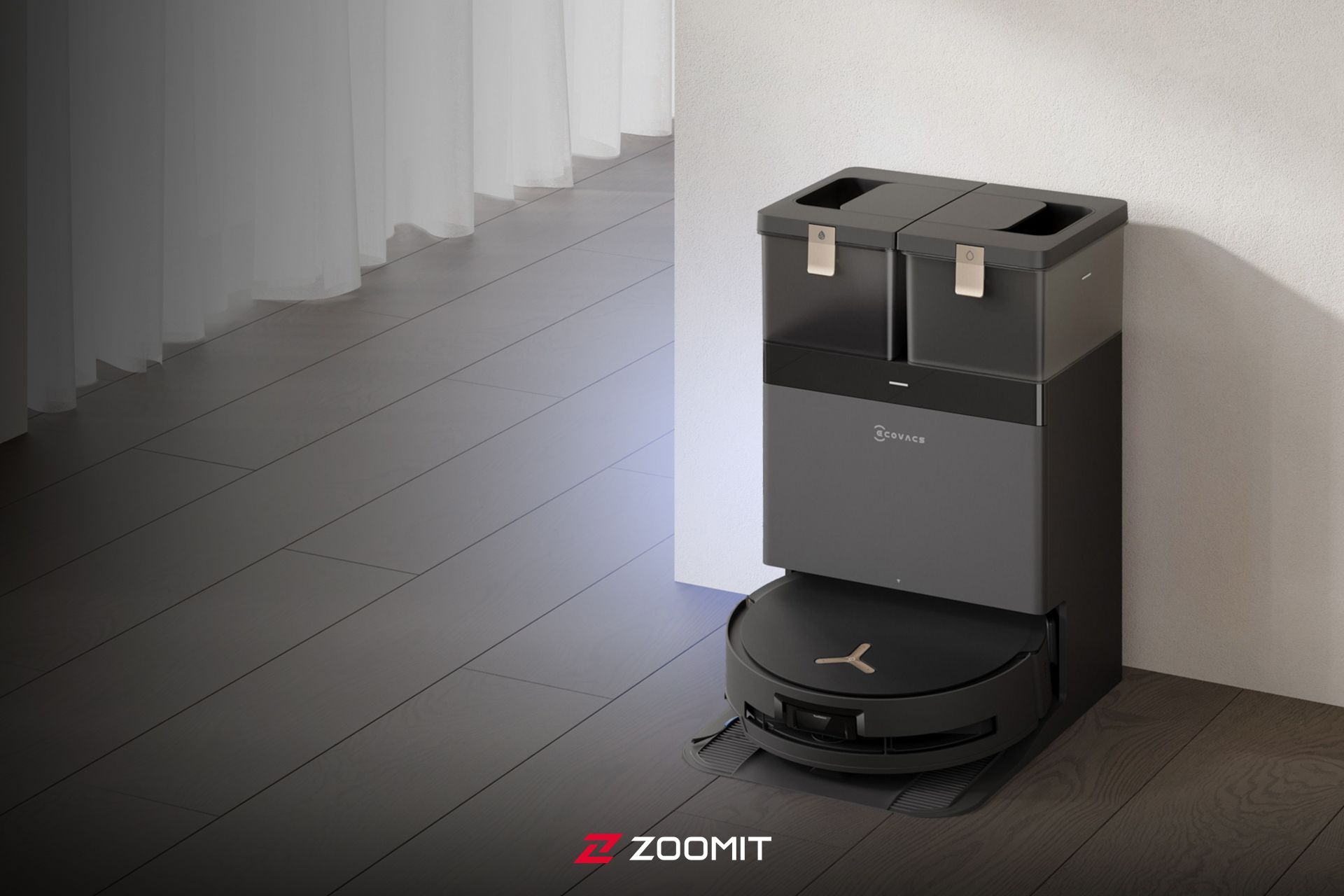 جارو رباتیک در حال شارژ در ایستگاه