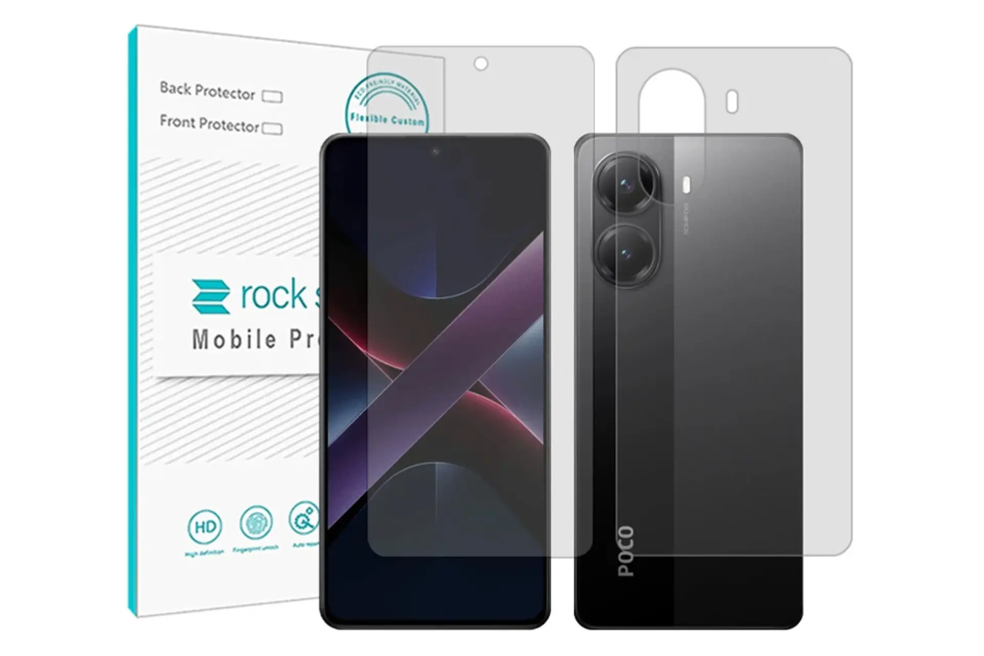 محافظ صفحه نمایش گوشی راک اسپیس مدل Resistant مناسب شیائومی Poco X7 Pro به همراه محافظ پشت گوشی