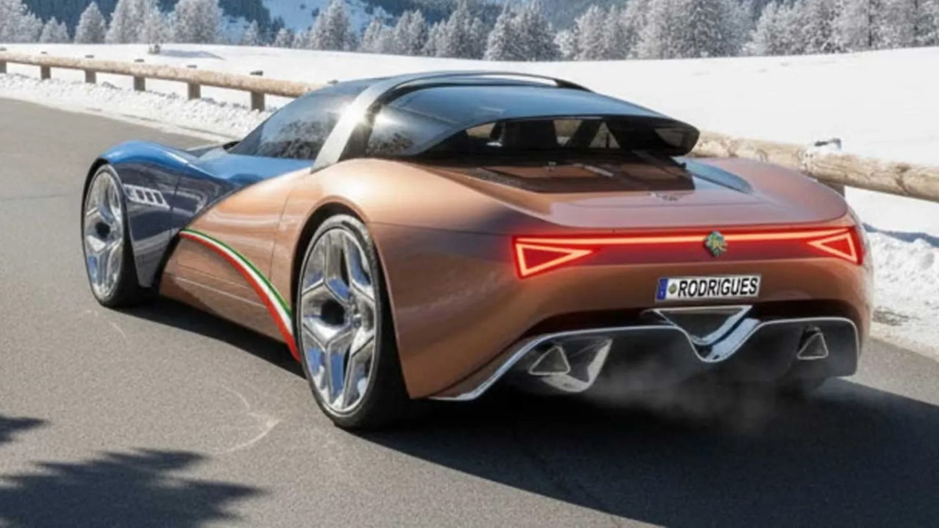 سه‌چهارم عقبی ابرخودروی برلینتا ولوچه