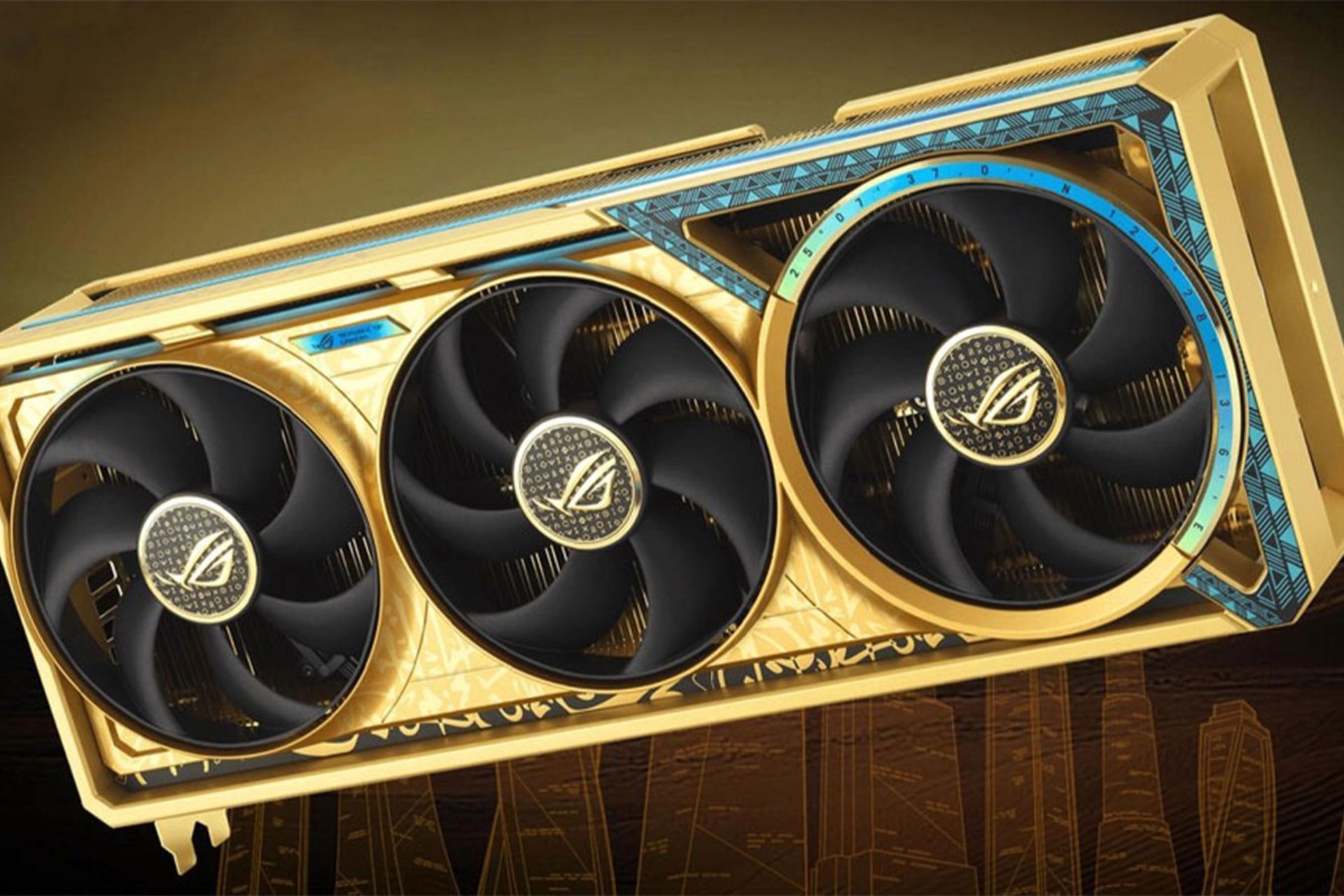 کارت گرافیک ایسوس ROG Astral GeForce RTX 5090 Dhahab OC Edition از نمای جلو