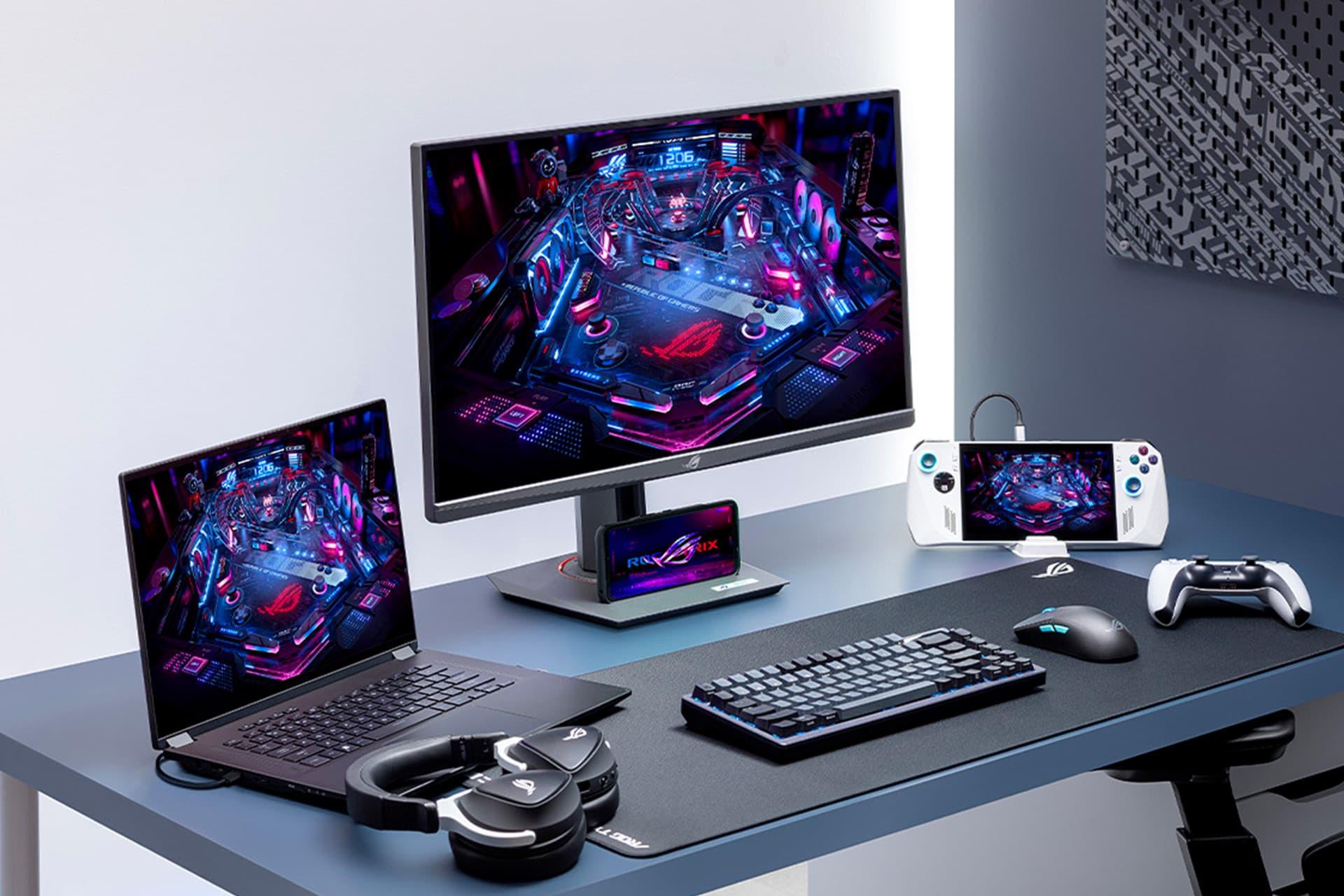 نمایی از مانیتور گیمینگ ROG Strix XG259QNS بر روی میز