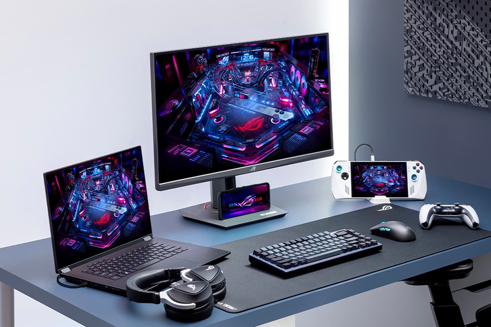 نمایی از مانیتور گیمینگ ROG Strix XG259QNS بر روی میز