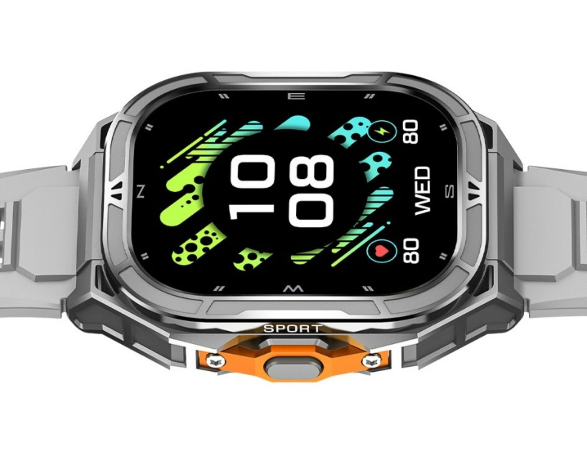 نمای جلو و فریم جانبی ساعت هوشمند راگبید Apex X5