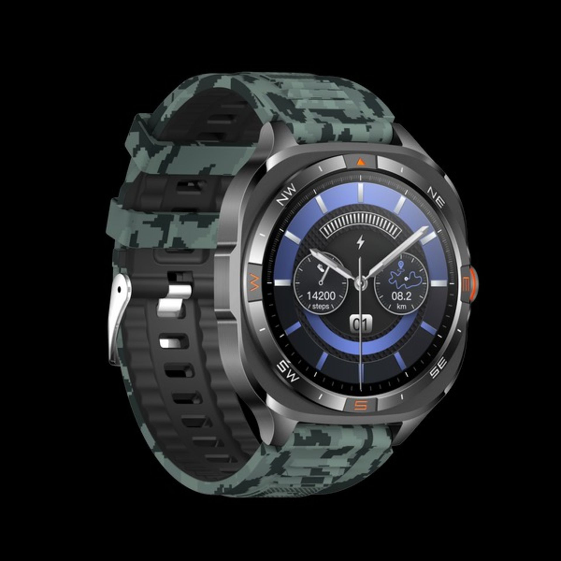 نمای جلو ساعت هوشمند رولمی GTS GPS با بند چریکی