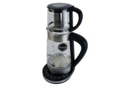 نمای کلی چای ساز رمانتیک هوم KHD-300 با نمایش قوری و کتری رنگ مشکی