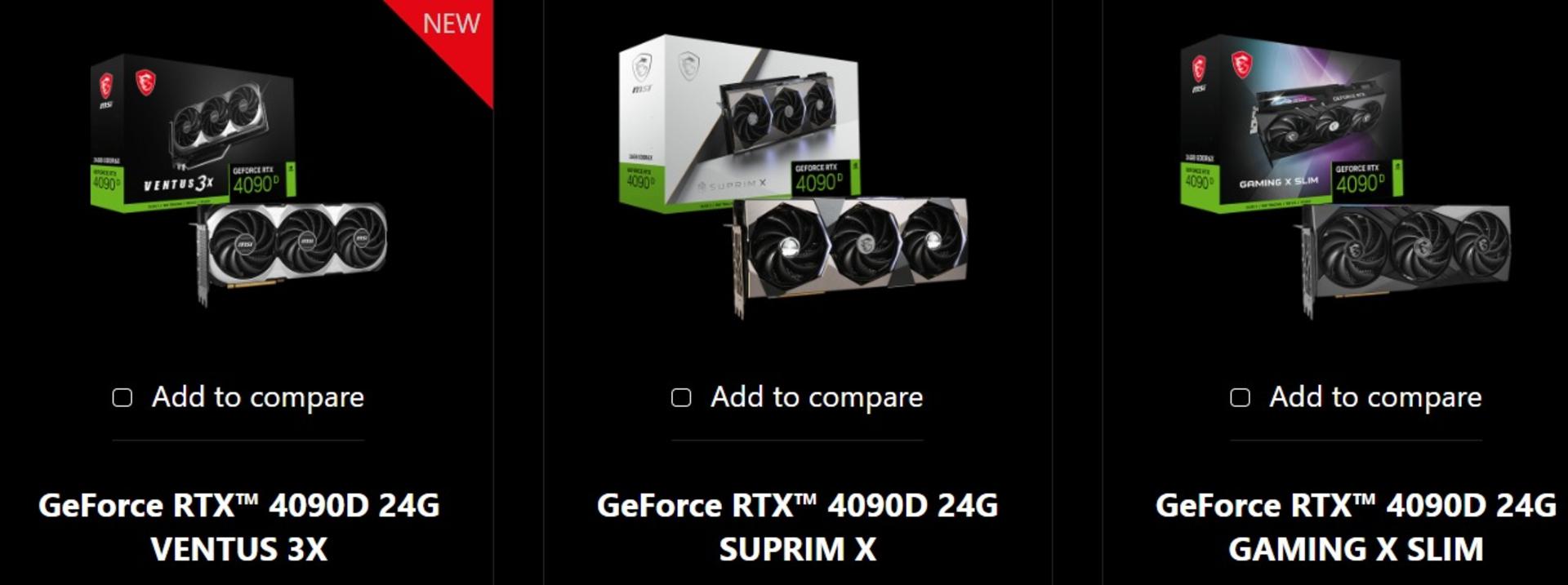 کارت گرافیک انویدیا RTX 4090D 24GB VENTUS 3X تولید MSI در سه مدل