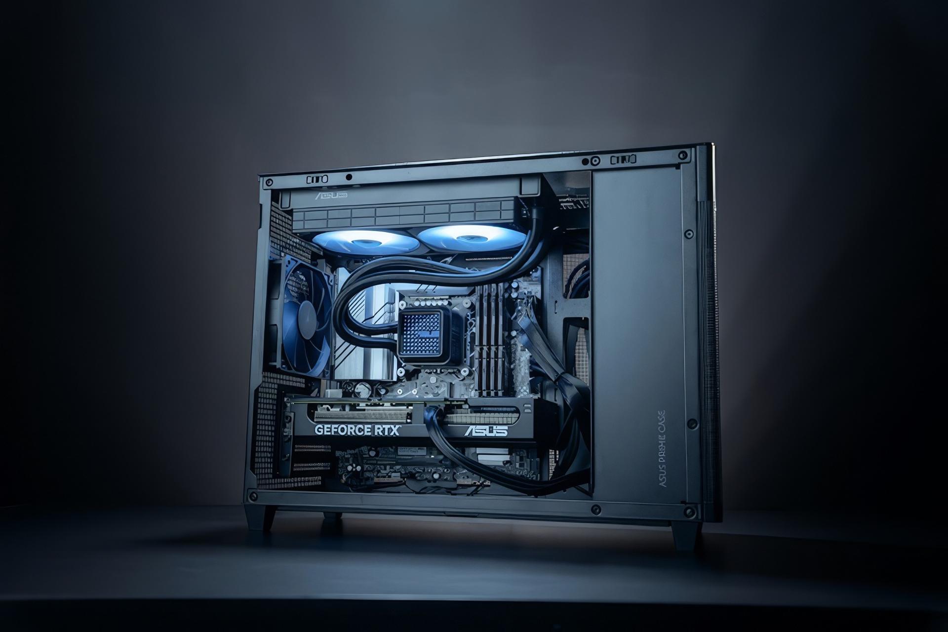 کارت گرافیک انویدیا پرایم ایسوس rtx 40 در کیس کامپیوتر