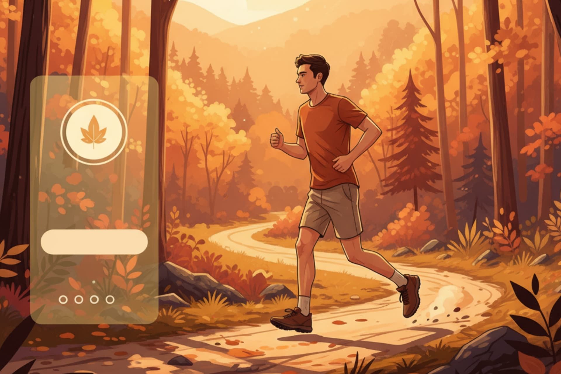 طرح هوش مصنوعی از مرد جوان درحال دویدن در مسیر جنگلی