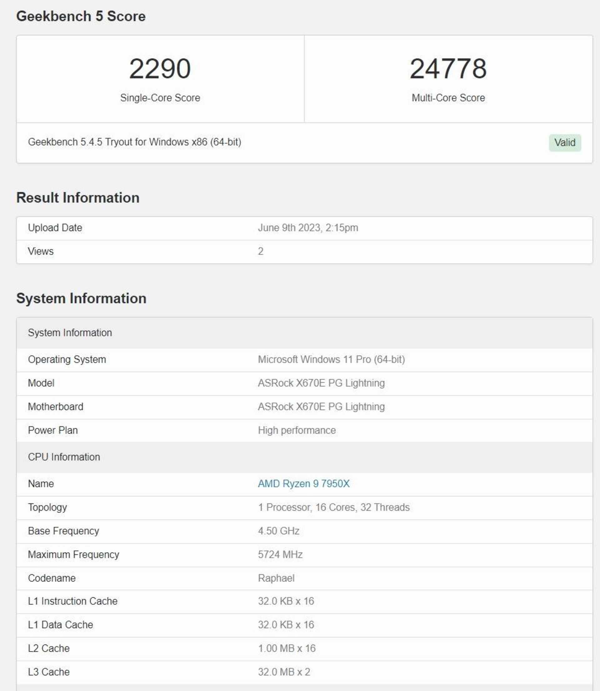 بنچمارک amd ryzen 7950X 