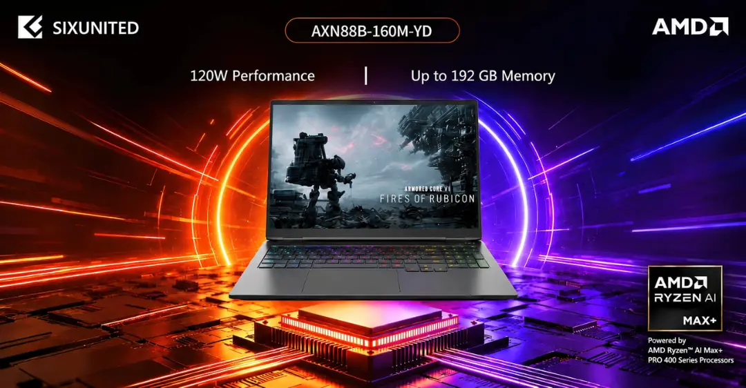 لپ‌تاپ Sixunited با پردازنده AMD Ryzen MAX+