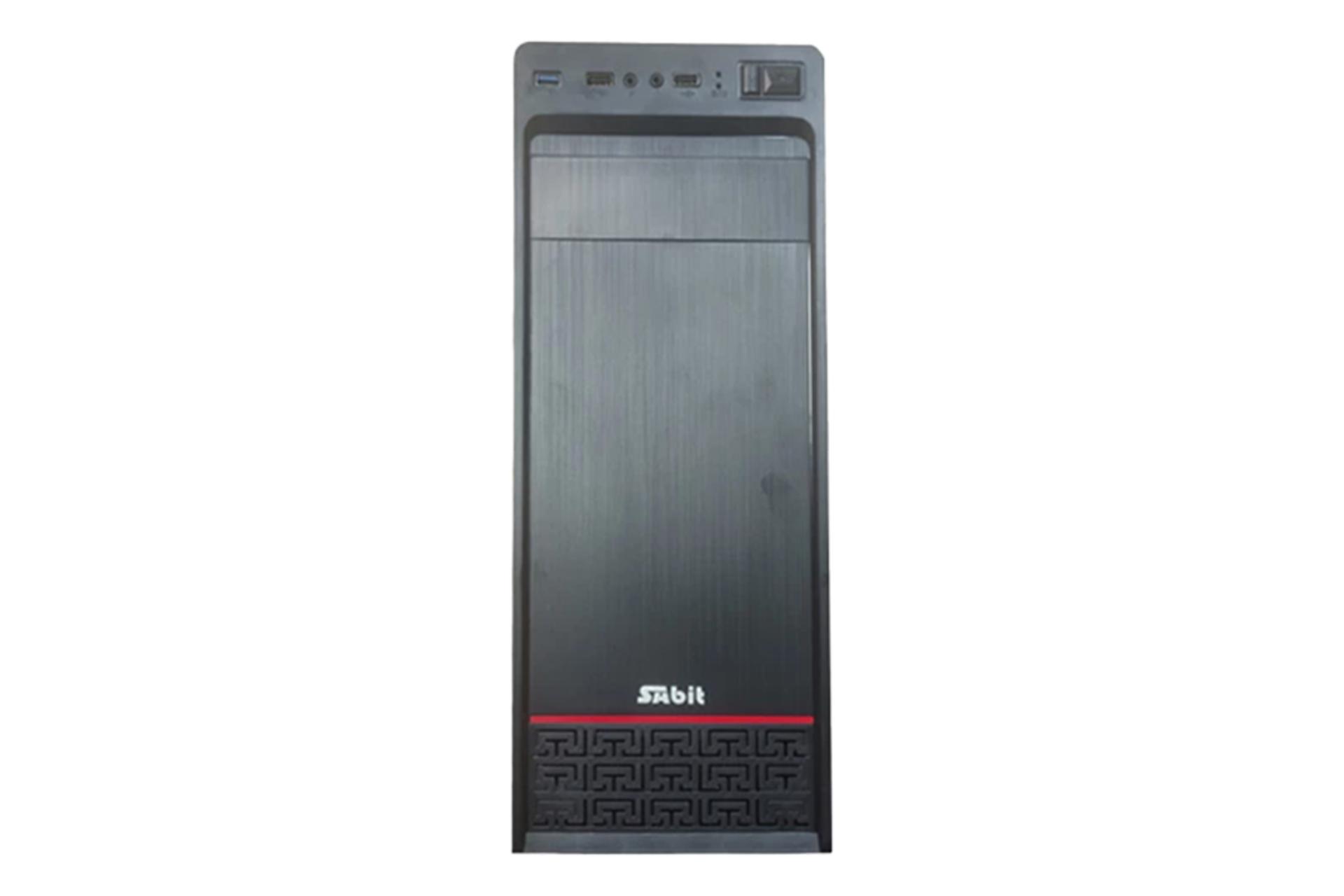 نمای روبه‌روی کیس کامپیوتر سابیت C-10 Plus با نمایش پنل جلو، لوگو و درگاه‌ها و دکمه‌ها