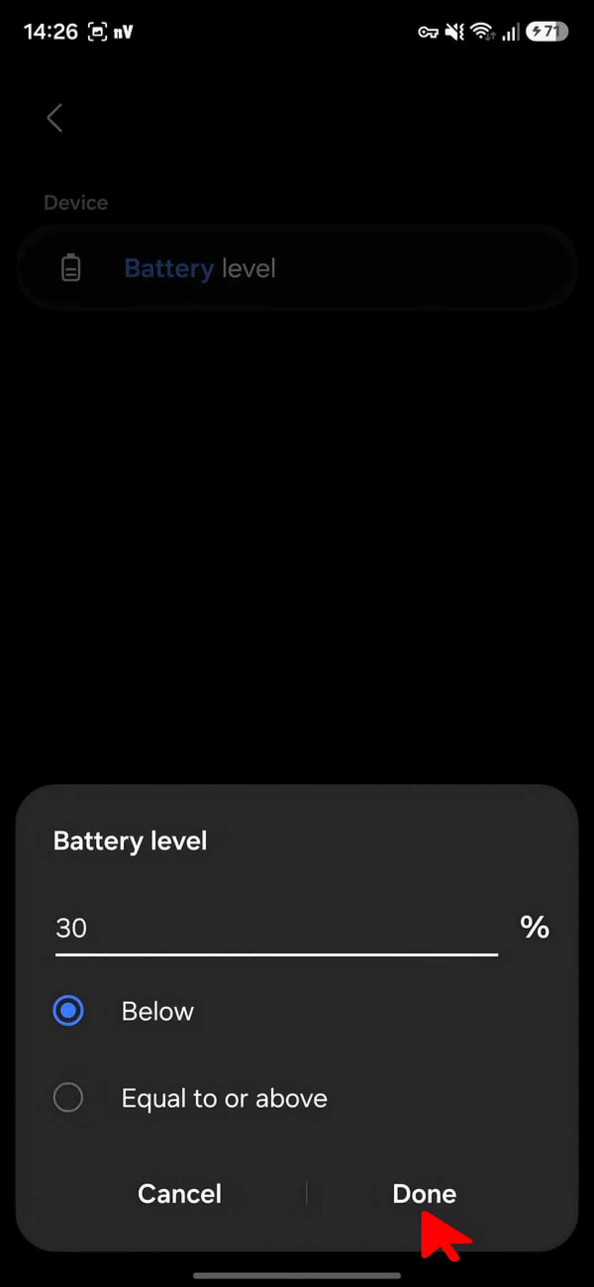 تنظیم سطح باتری (Battery level) در بخش اتوماسیون گوشی سامسونگ