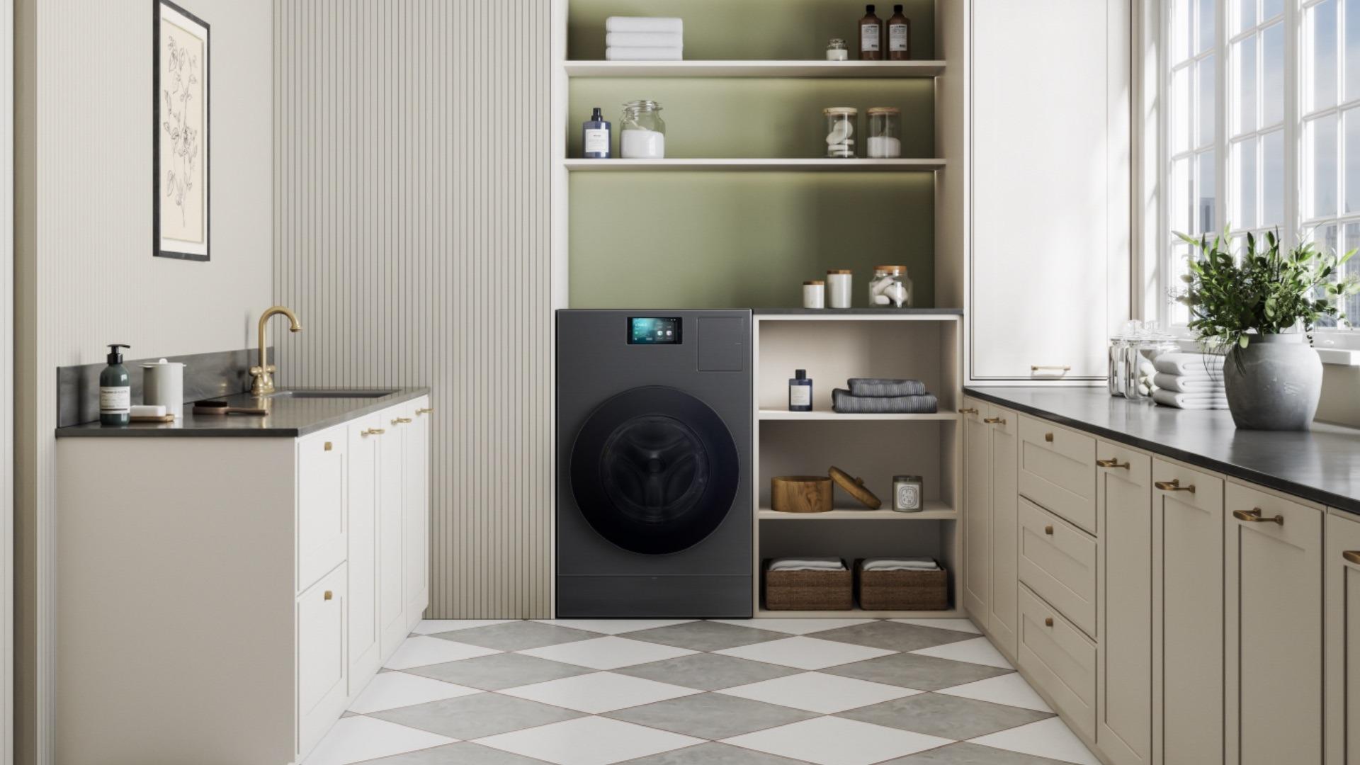 ماشین لباسشویی سامسونگ مدل Bespoke AI Laundry Combo از نمای جلو
