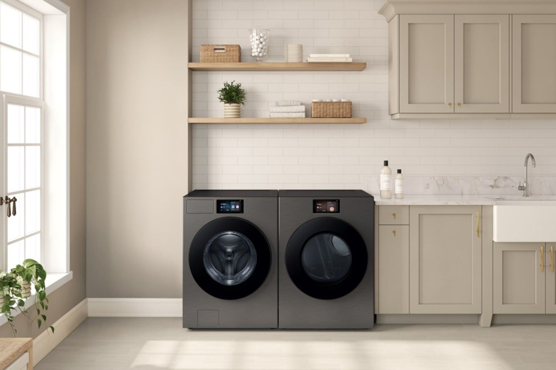 ماشین لباسشویی و خشک‌کن سامسونگ از نمای جلو