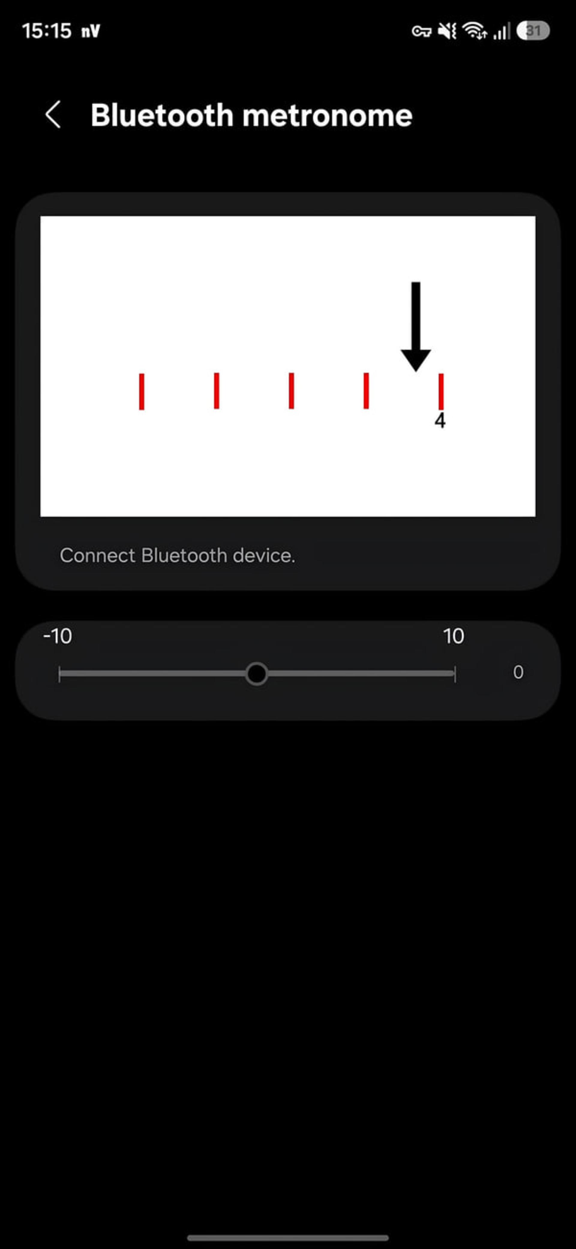 مترونوم بلوتوث (Bluetooth metronome) در اپلیکیشن گوشی سامسونگ با نشانگر ضربآهنگ