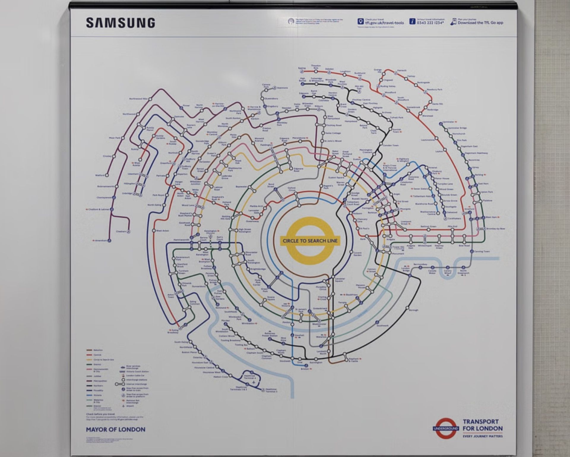 نقشه الهام‌گرفته از ویژگی Circle to Search متروی لندن