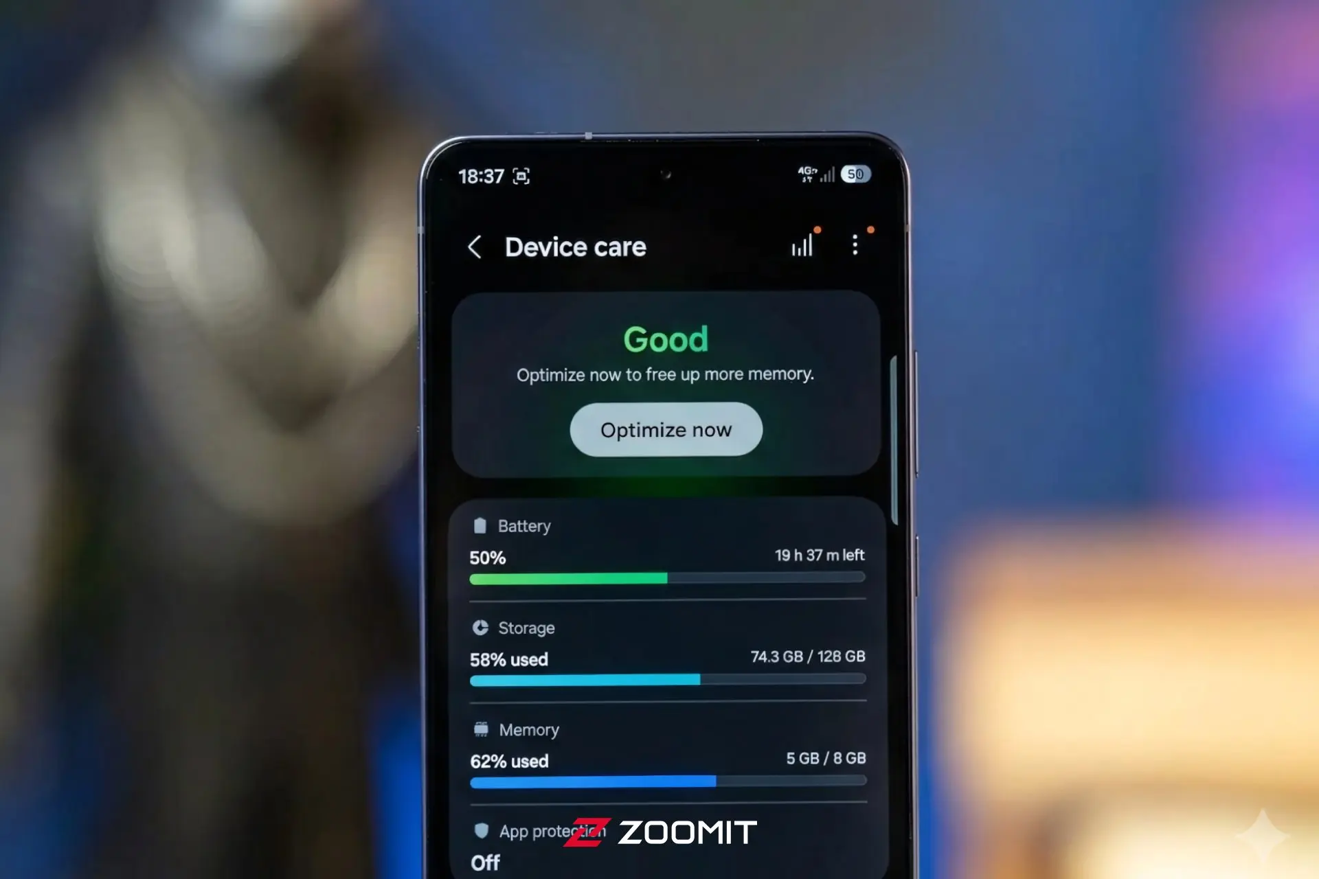 گوشی گلکسی اس ۲۶ اولترا درحال نمایش صفحه Device Care