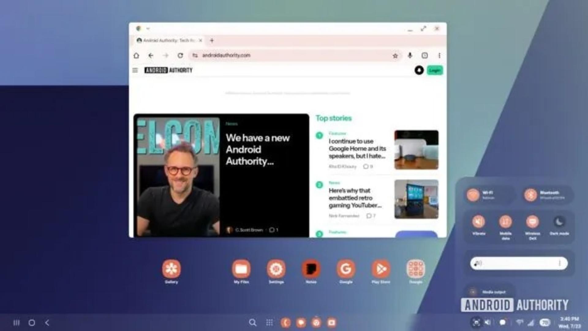 منوی تنظیمات سریع قابلیت DeX در One UI 8