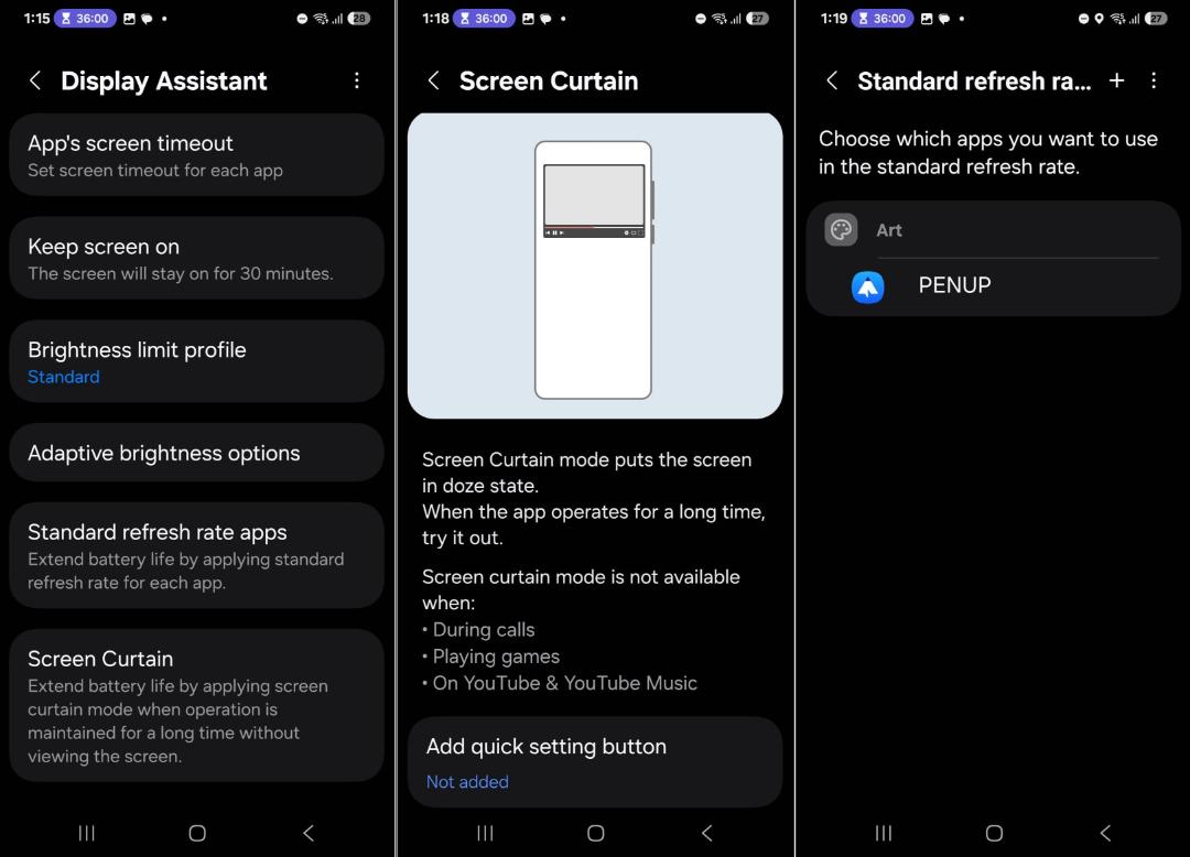 ویژگی‌های مختلف ابزار Display Assistant در One UI 7.0