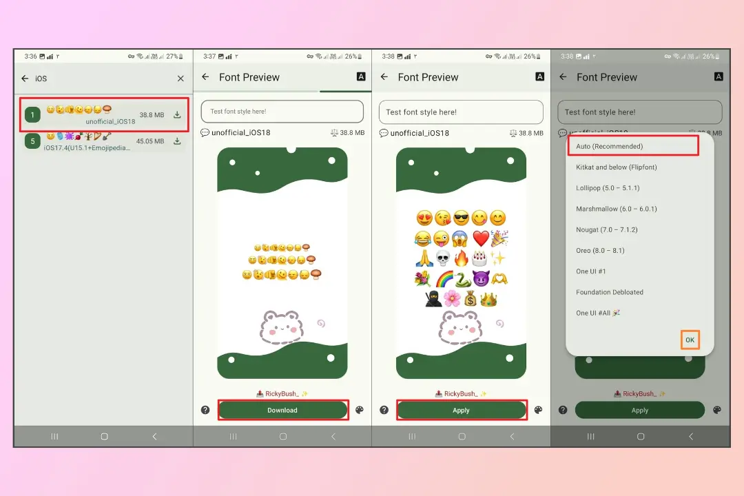 مراحل نصب فونت ایموجی ios در one ui سامسونگ