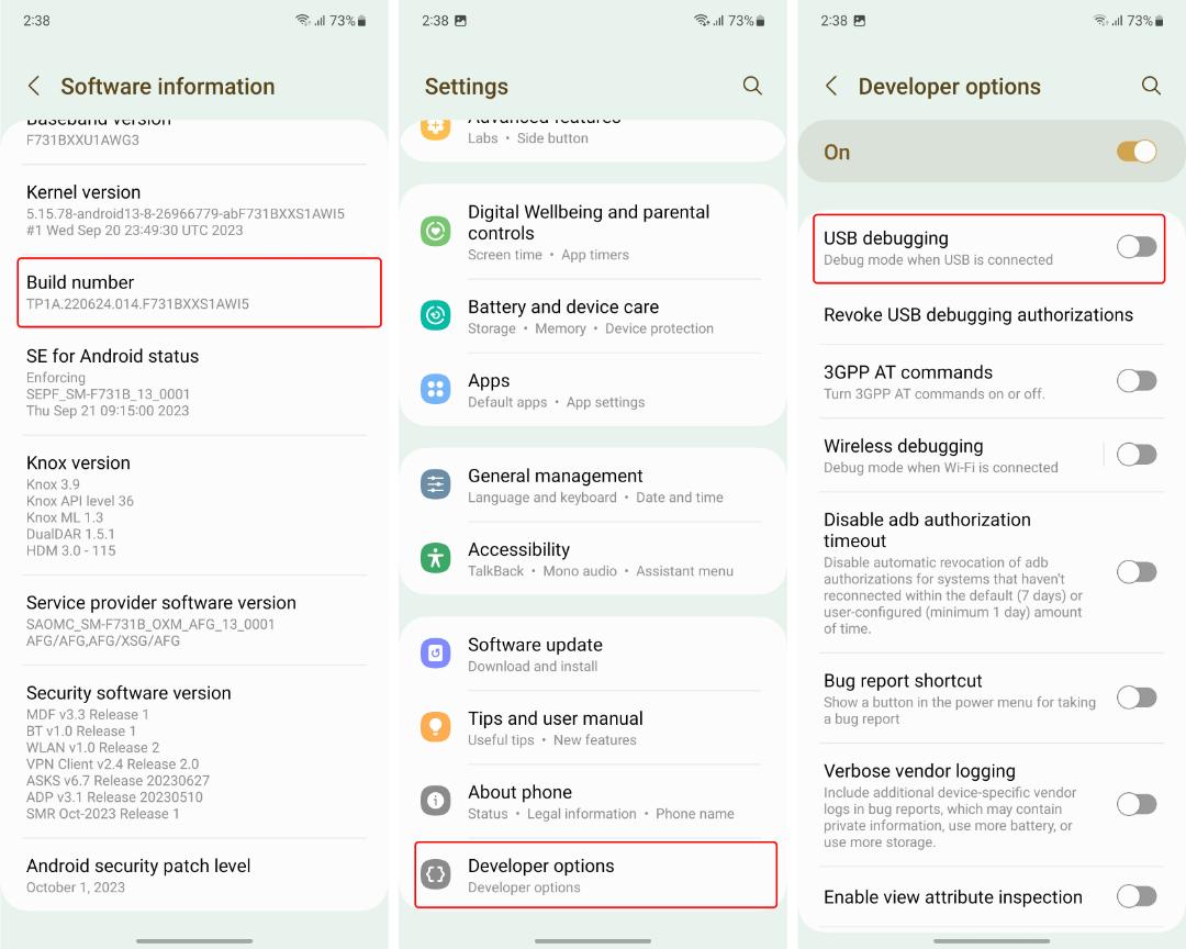 فعال کردن USB Debugging در سامسونگ