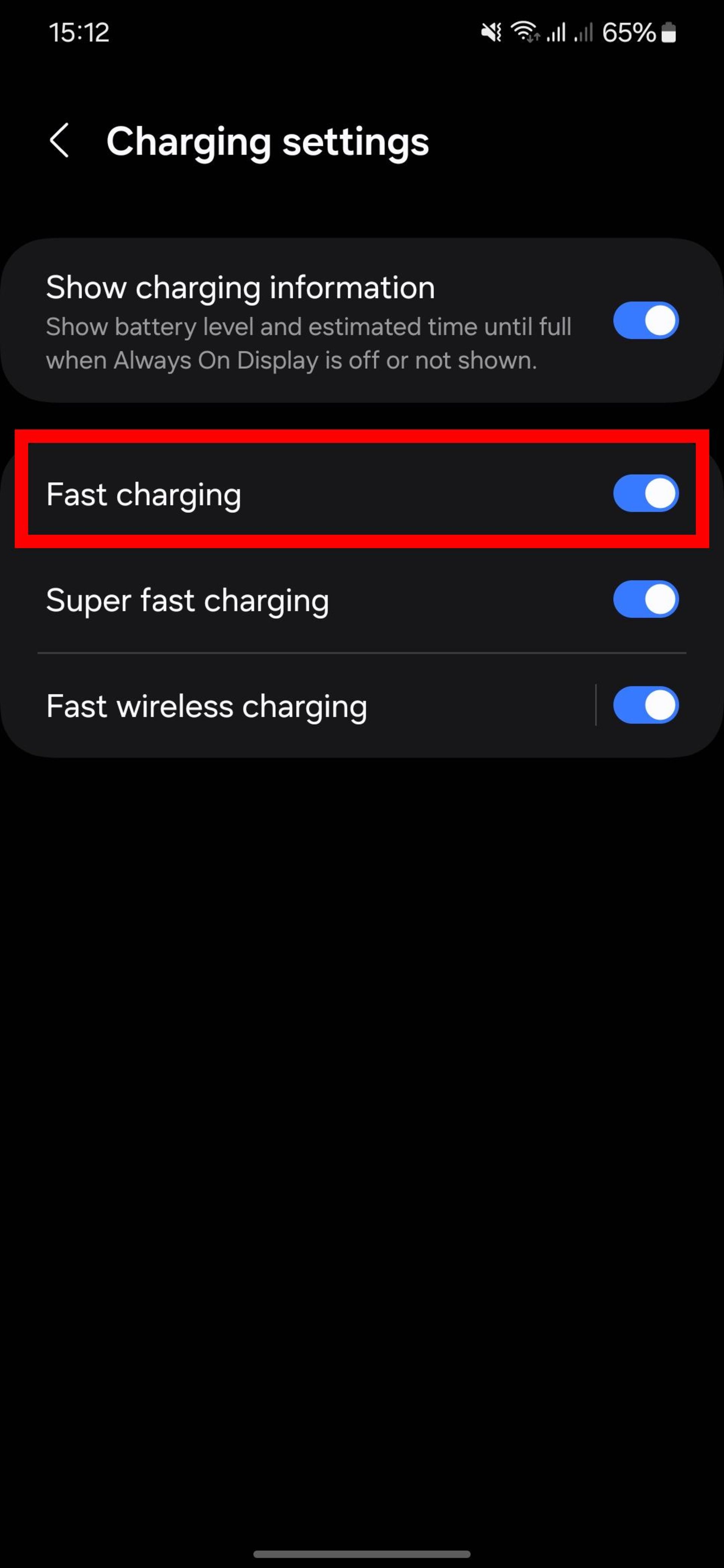 Fast charging option for Samsung phones